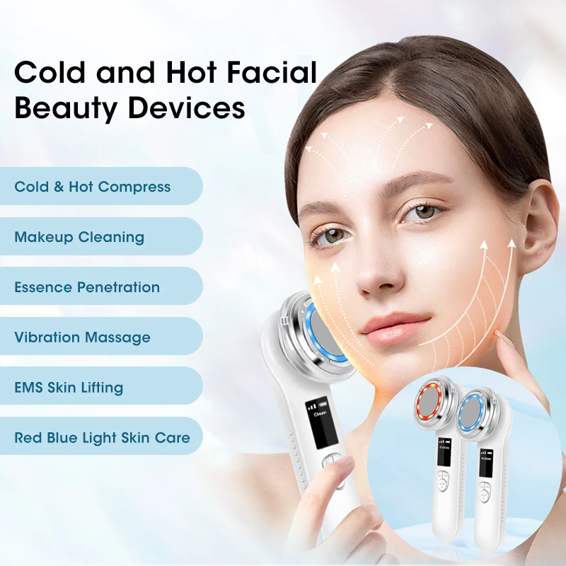 

Heating Cooling EMS Facial Skin Care Massager Beauty Device Pulse IPL Skin Lifting Tightening Anti Wrinkle Compress Massager