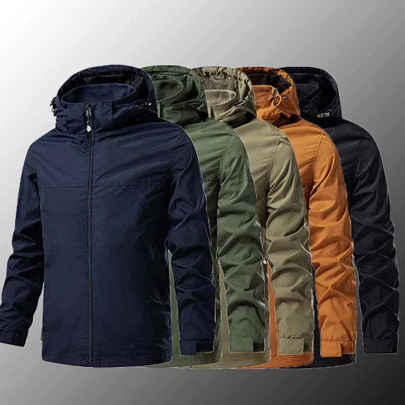 

Men Jacket Coat Stylish Windbreaker Jacket with Hood Multiple Waterproof Design for Men's Winter Outdoor Activities Trench coat