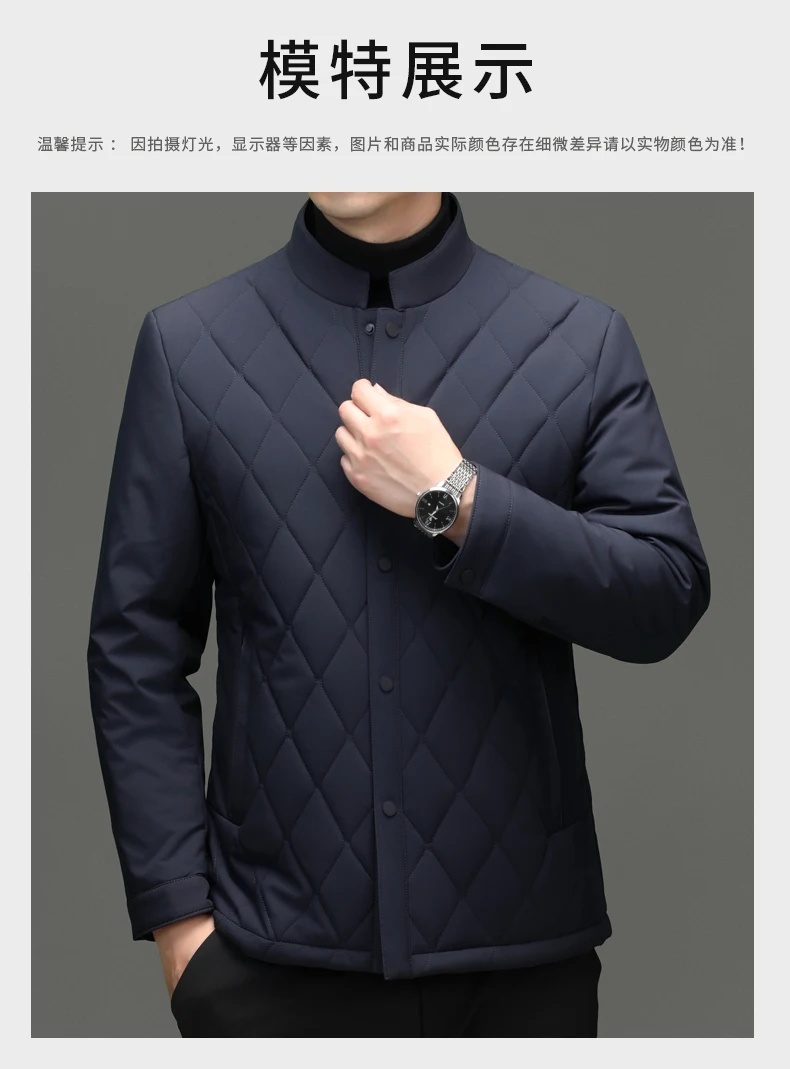 سترة رجالية فاخرة من حرير التوت بياقة عالية، تصميم جديد أنيق لفصلي الخريف والشتاء، معطف عملي غير رسمي مقاوم للرياح سترة رجالية فاخرة من حرير التوت بياقة عالية، تصميم جديد أنيق لفصلي الخريف والشتاء، معطف عملي غير رسمي مقاوم للرياح