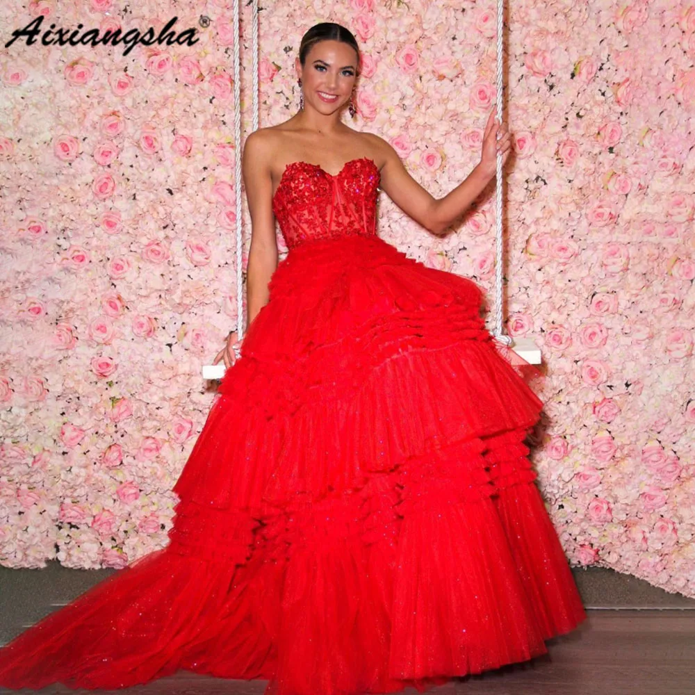 

Aixiangsha A-line Pleat Prom Dress Charming Sweetheart Court Train Evening Dress vestidos de noche For Women Custom Made 2023