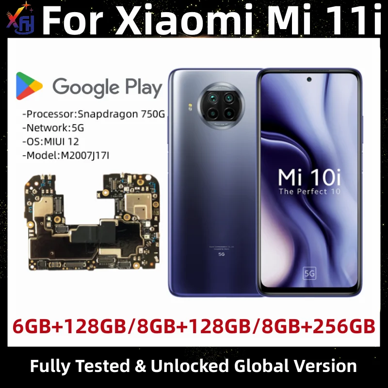 

Motherboard for Xiaomi Mi 10i, Mainboard PCB Module, 128GB, 256GB, Original, Unlocked Logic Board, Global Firmware