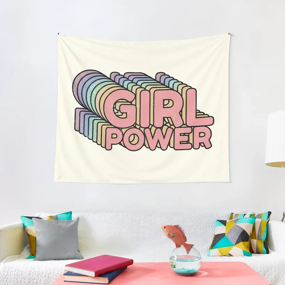 

GRL PWR - Girl Power cool Vintage distressed typography design 70s 80s cute Retro style Tee shirts Tapestry Room Design Tapestry