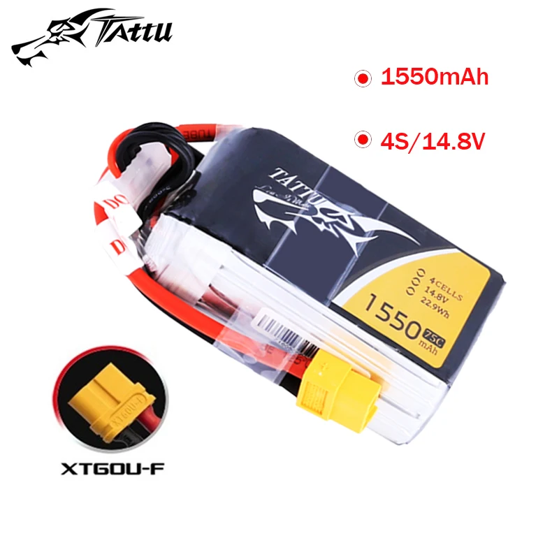 Литий-полимерный аккумулятор TATTU 14,8 В 1550 мАч 75C с разъемом XT60 для радиоуправляемого вертолета квадрокоптера FPV гоночного дрона, детали дрона, аккумулятор
Литий-полимерный аккумулятор TATTU 14,8 В 1550 мАч 75C с разъемом XT60 для радиоуправляемого вертолета квадрокоптера FPV гоночного дрона, детали дрона, аккумулятор