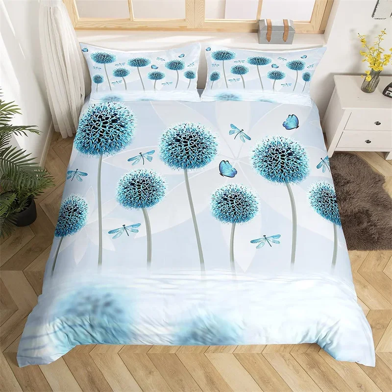 

Dragonfly Single Twin King Duvet Cover Girls Dandelion Bedding Set Butterflies Botanical Floral Comforter Cover For Women Room