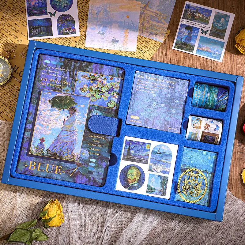 Monet oil painting Notebook Set Girls DIY Diary with Stickers and Paper Tape blue Daily Planner Surprise Birthday Gift Traveler
Monet oil painting Notebook Set Girls DIY Diary with Stickers and Paper Tape blue Daily Planner Surprise Birthday Gift Traveler