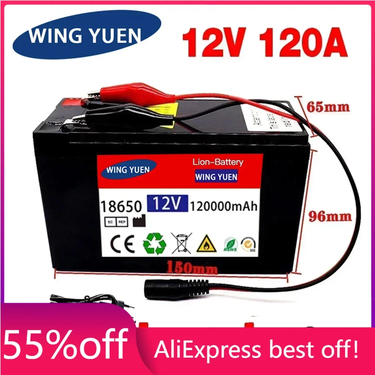 12V 120Ah 120000mAh 18650 lithium battery 30A sprayer built-in high current BMS electric vehicle battery +12.6V charger
12V 120Ah 120000mAh 18650 lithium battery 30A sprayer built-in high current BMS electric vehicle battery +12.6V charger