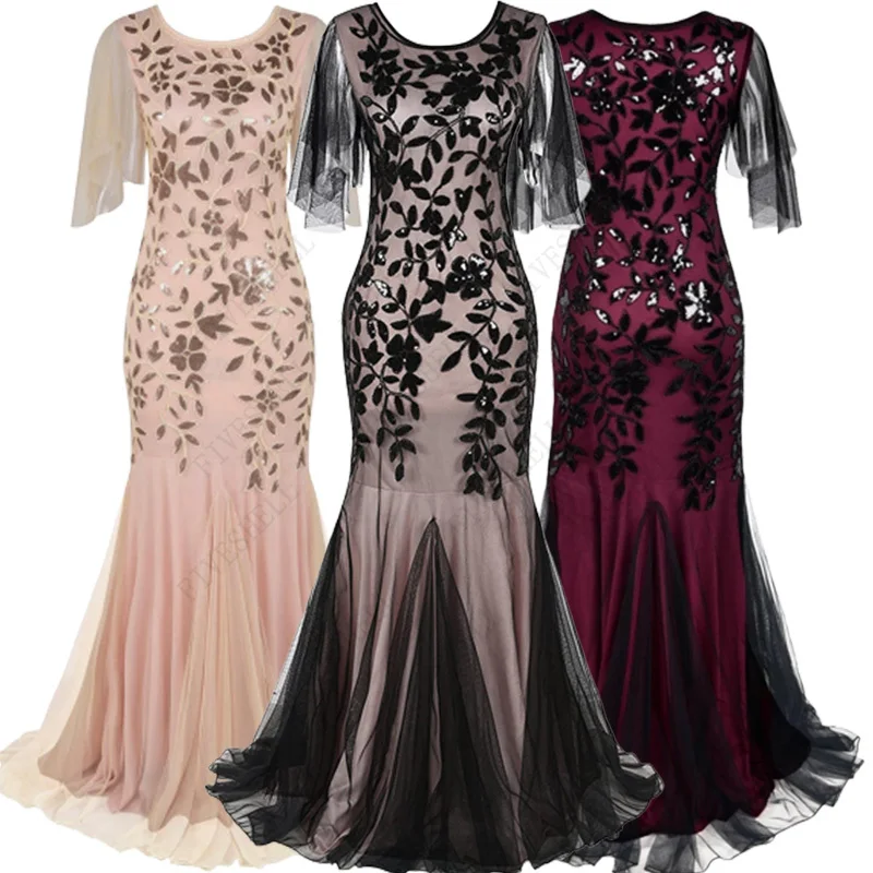 Women Vintage 1920s Great Gatsby Dress 20s Flapper Party Formal Dress Sexy O-Neck Sleeveless Beaded Sequin Mesh Mermaid Dress
Women Vintage 1920s Great Gatsby Dress 20s Flapper Party Formal Dress Sexy O-Neck Sleeveless Beaded Sequin Mesh Mermaid Dress