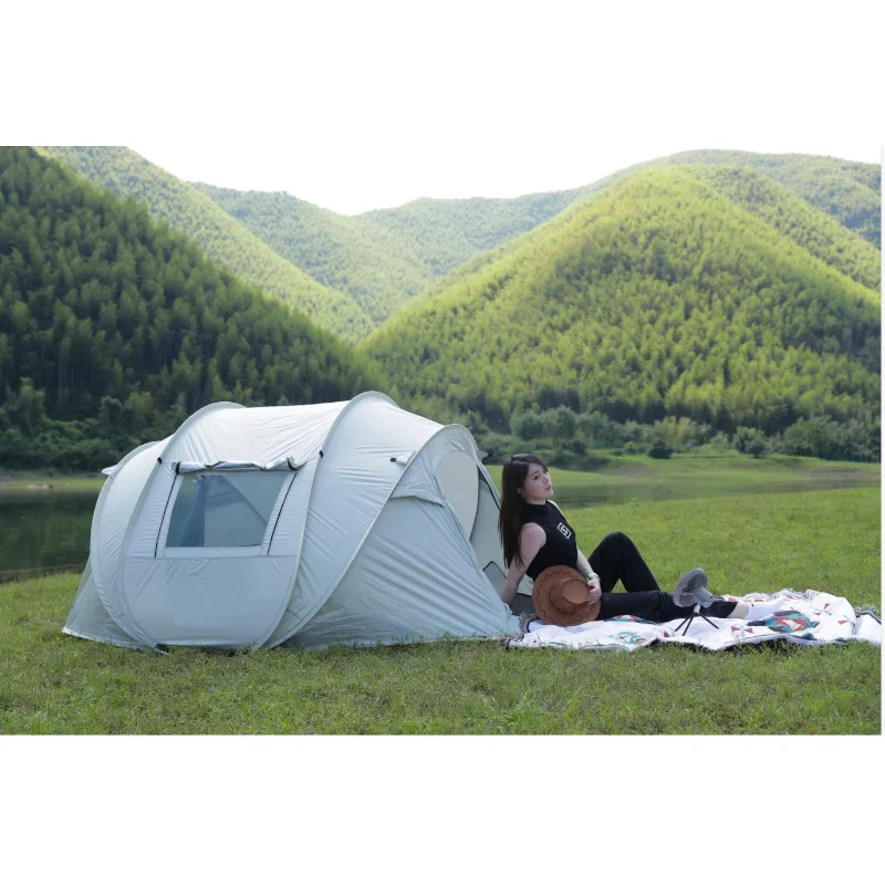 

Outdoor 3-4 person no-pitch fully automatic quick-opening tent with multifunctional waterproof boat tent