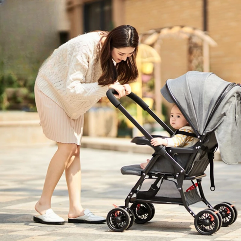 

Widened and Enlarged Two Way Can Sit Lying Ultra Light Baby Stroller Folding Portable Four Wheel Shock Absorber Stroller