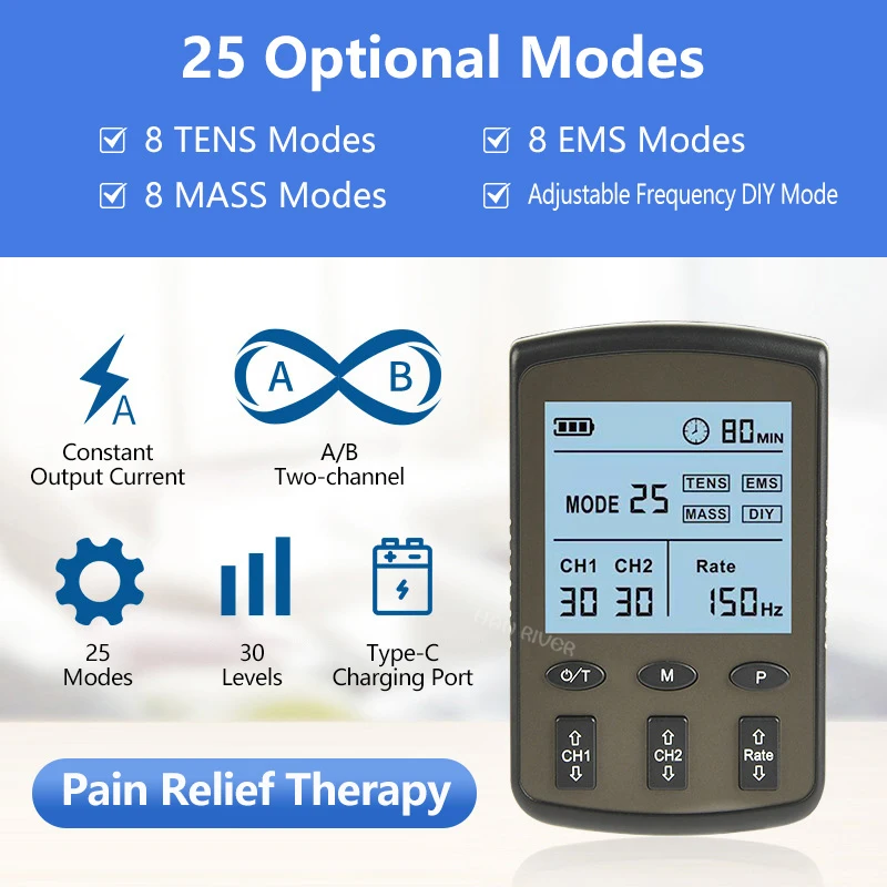 

Dual Channel Electronic Pulse Massager Tens Unit Muscle Stimulator Machine Ems Machine For Pain Relief Shoulder Neck Waist