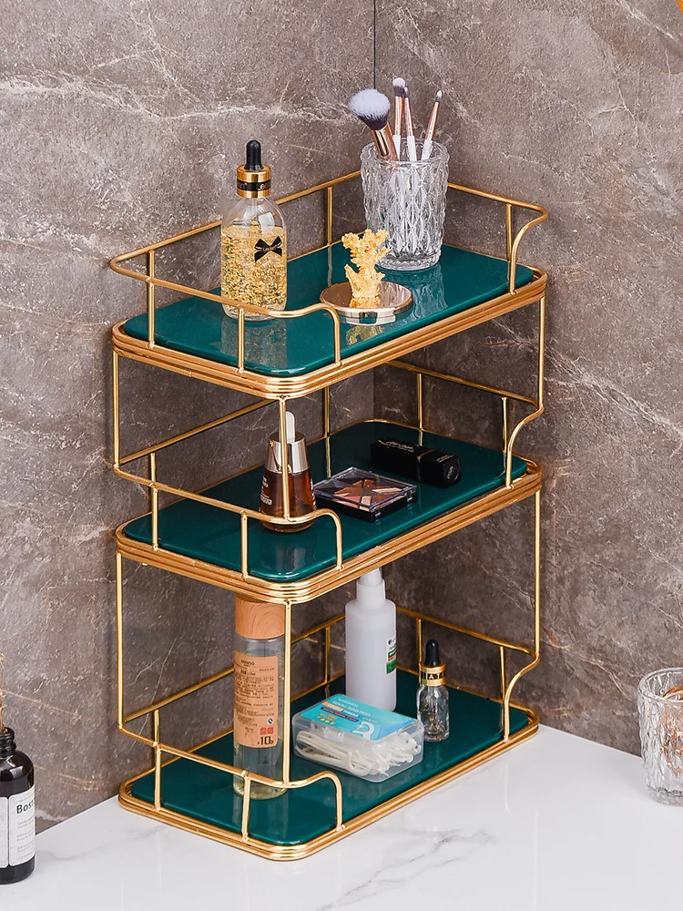 

Modern Metal Frame Marble Surface Storage Rack Bathroom Toilet Wash Countertop Dressing Table Cosmetic Tray Decoration Crafts