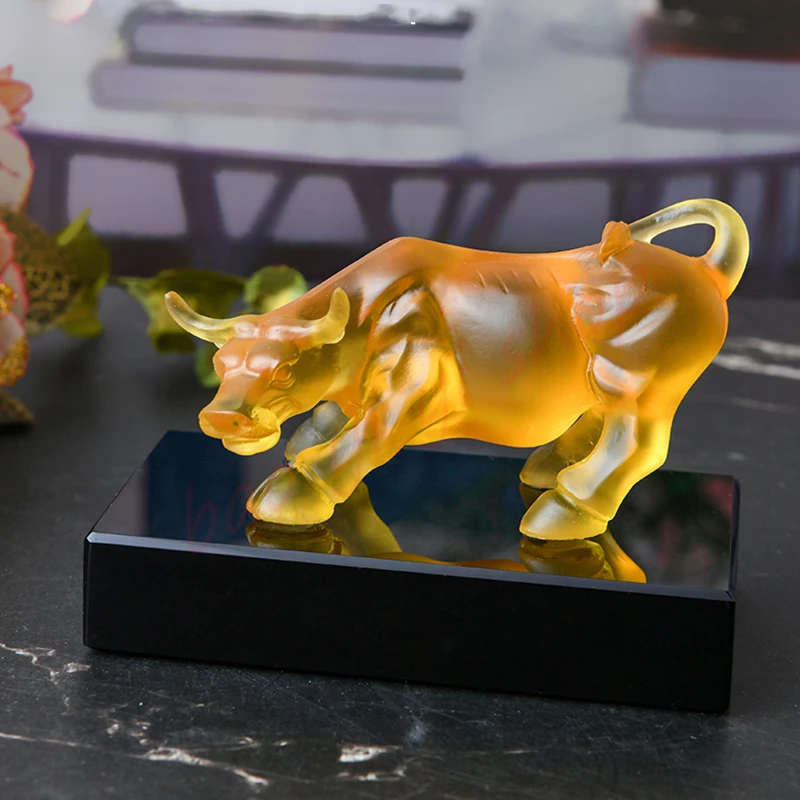 

Coloured glaze Cattle ornaments, fortune, home auspicious decorative ornaments