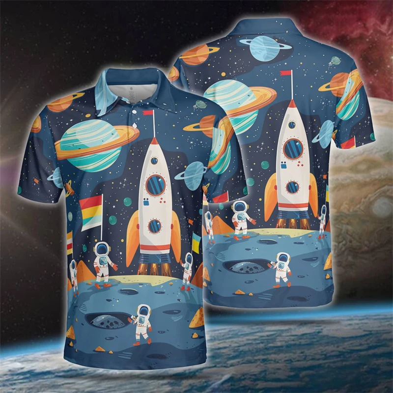 Рубашка-поло мужская с 3D-принтом, Повседневная Блузка с лацканами и принтом астронавта, Детская рубашка-поло для космоната с граффити, топы с космосом
Рубашка-поло мужская с 3D-принтом, Повседневная Блузка с лацканами и принтом астронавта, Детская рубашка-поло для космоната с граффити, топы с космосом
