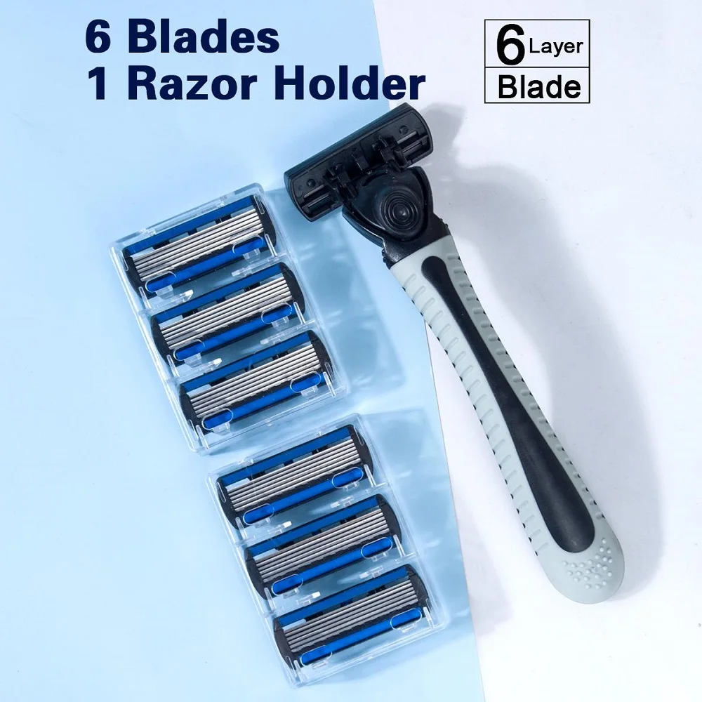 Men Manual Safety Razor 6-Layer Stainless Steel Hair Removal Shaving Blades Replaceable Shaver Heads
Men Manual Safety Razor 6-Layer Stainless Steel Hair Removal Shaving Blades Replaceable Shaver Heads