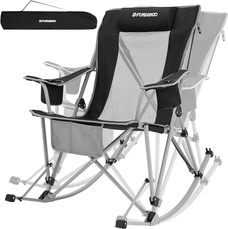 Portable outdoor folding rocking chair, rocking chair camping chair with side pockets for backyard lawn picnics outside garden
Portable outdoor folding rocking chair, rocking chair camping chair with side pockets for backyard lawn picnics outside garden