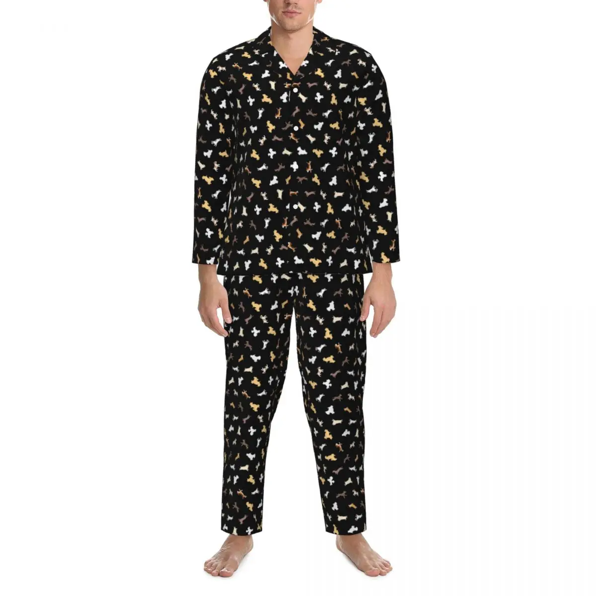 Running Dog Print Pajamas Male Animal Cute Soft Sleep Sleepwear Autumn 2 Pieces Vintage Oversized Design Pajama Set
Running Dog Print Pajamas Male Animal Cute Soft Sleep Sleepwear Autumn 2 Pieces Vintage Oversized Design Pajama Set
