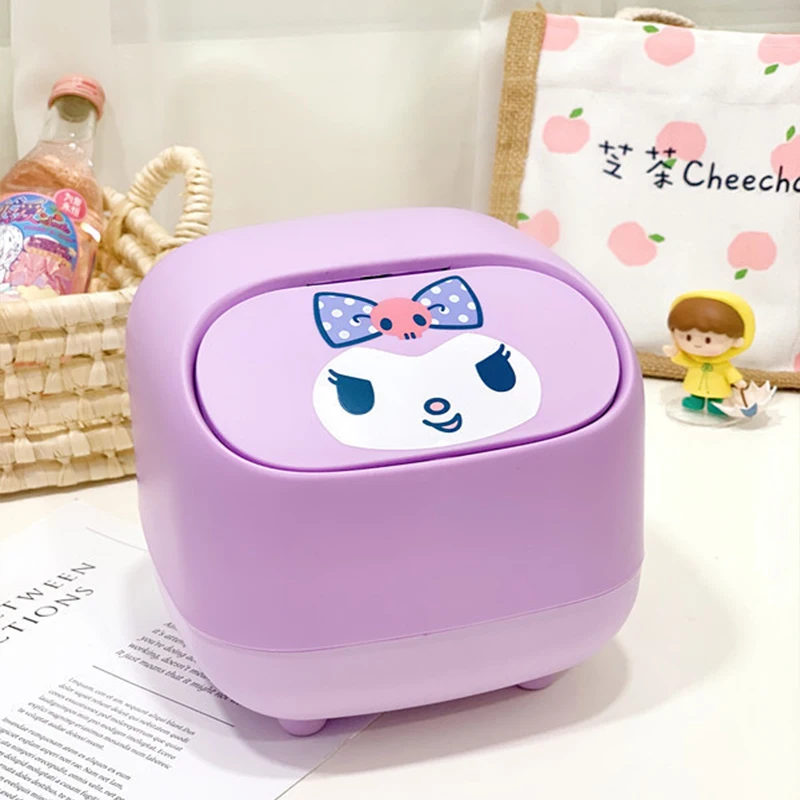 

Настольная корзина для мусора Hello Kitty Cinnamoroll аниме Kawai Sanrio, милая мультяшная корзина для хранения бумаги Kuromi My Melody, игрушки для девочек