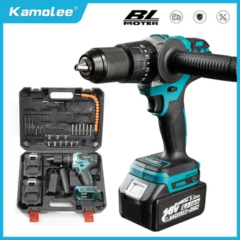 Kamolee 브러시리스 전기 임팩트 드릴, 무선 스크루 드라이버, 리튬 배터리 충전 핸드 드릴, Makita 18V 배터리용, 13mm