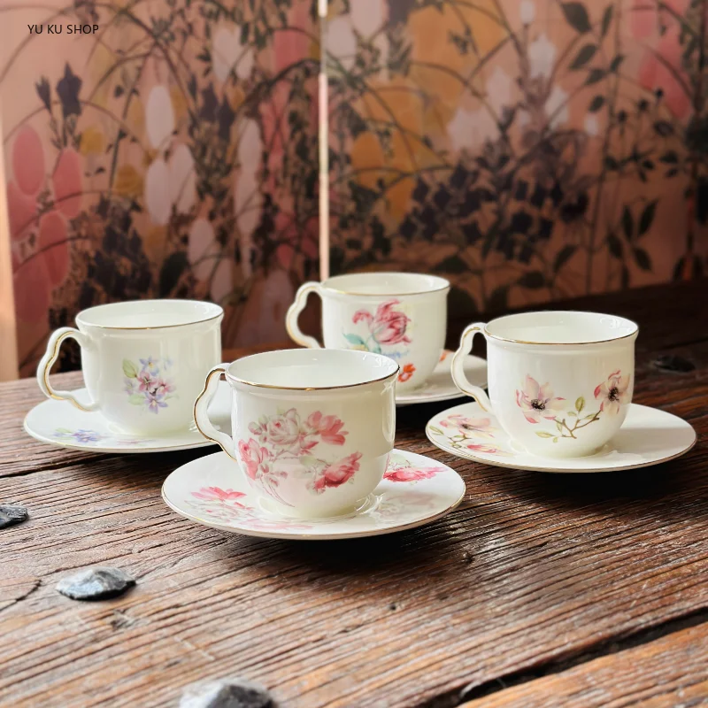

English Tea Cups Bone China Cups Saucer Sets Espresso Coffee Cup Porcelain Mugs Ceramic Teacup Home Drinkware Afternoon Tea Set