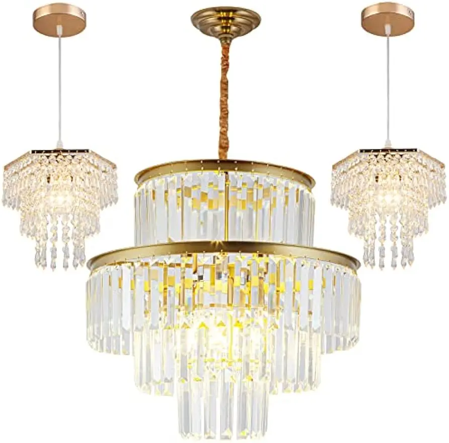 HongnuoFc 20" 4-Tier Crystal Chandelier + 2 X 9.4 Mini Chandelier Modern Ceiling Light Fixtures Round Hanging Pendant Lighting
HongnuoFc 20" 4-Tier Crystal Chandelier + 2 X 9.4 Mini Chandelier Modern Ceiling Light Fixtures Round Hanging Pendant Lighting