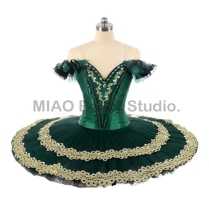 

Emerald green gold professional tutu classical pancake Ballet Tutus competition Ballet Costume for sleeping beauty girl 0175