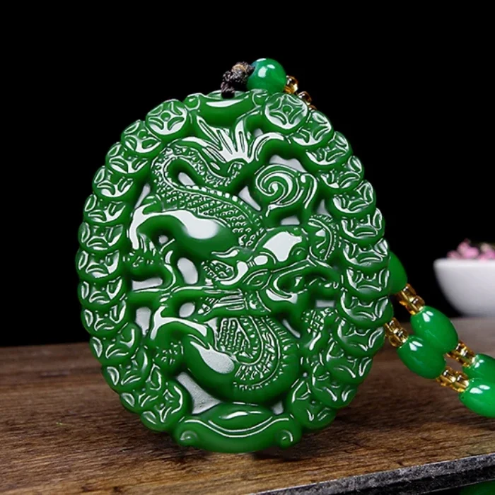 

Зеленое Нефритовое ожерелье с подвеской в виде дракона ювелирные изделия китайская ручная резная Расслабляющая лечебная цепочка для женщин и мужчин Подарок На Удачу Амулет цепочка для свитера
