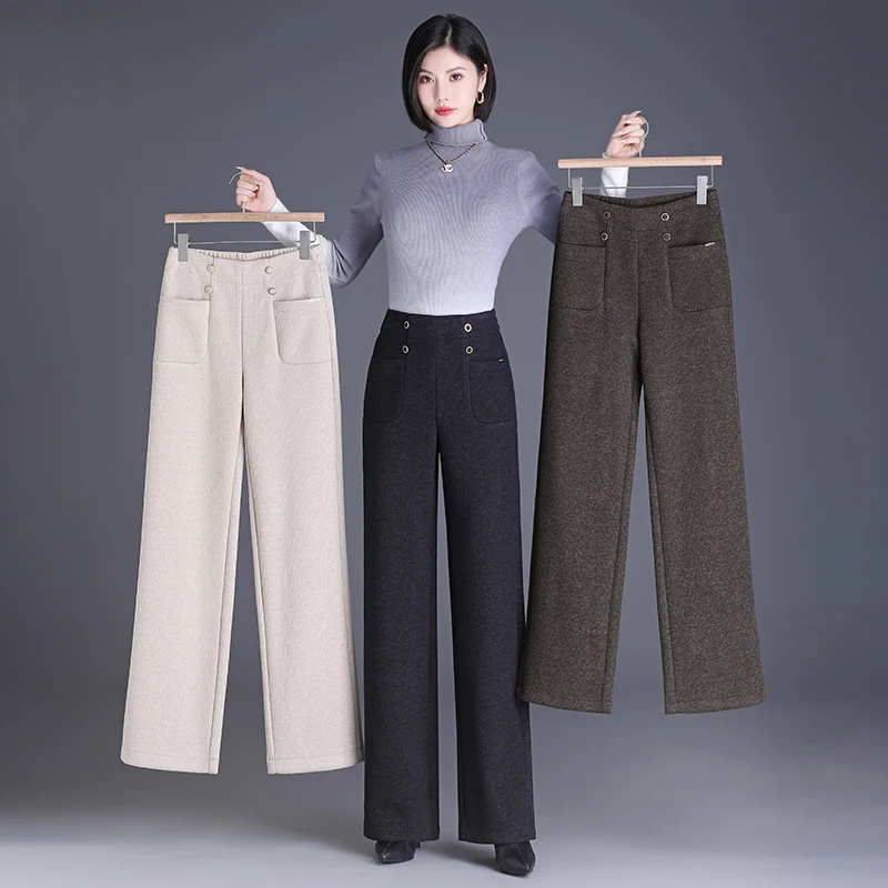 Winter 2023 New Fashion Solid Color Wide Leg Pants Elastic Waist Pants Plus Size Women's Casual Pants Diagonal Pockets
Winter 2023 New Fashion Solid Color Wide Leg Pants Elastic Waist Pants Plus Size Women's Casual Pants Diagonal Pockets