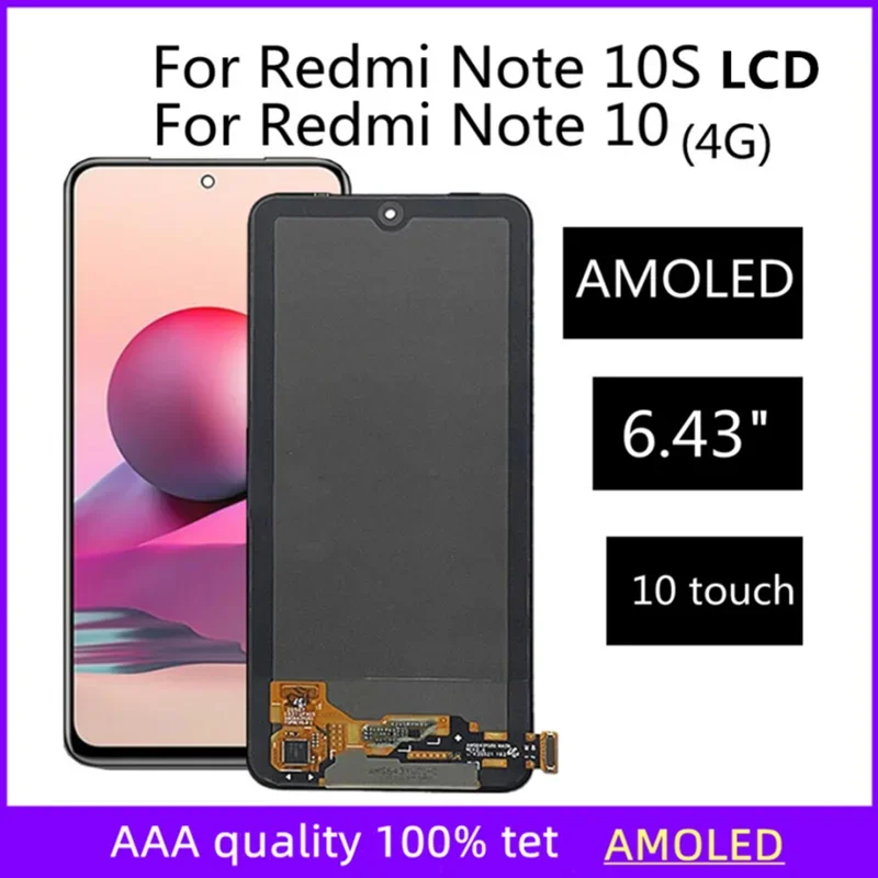 AMOLED For XIAOMI Redmi Note10 4G OLED LCD Display Touch Screen Digitizer Replacement For Redmi Note 10s M2101K7AI M2101K7AG
AMOLED For XIAOMI Redmi Note10 4G OLED LCD Display Touch Screen Digitizer Replacement For Redmi Note 10s M2101K7AI M2101K7AG