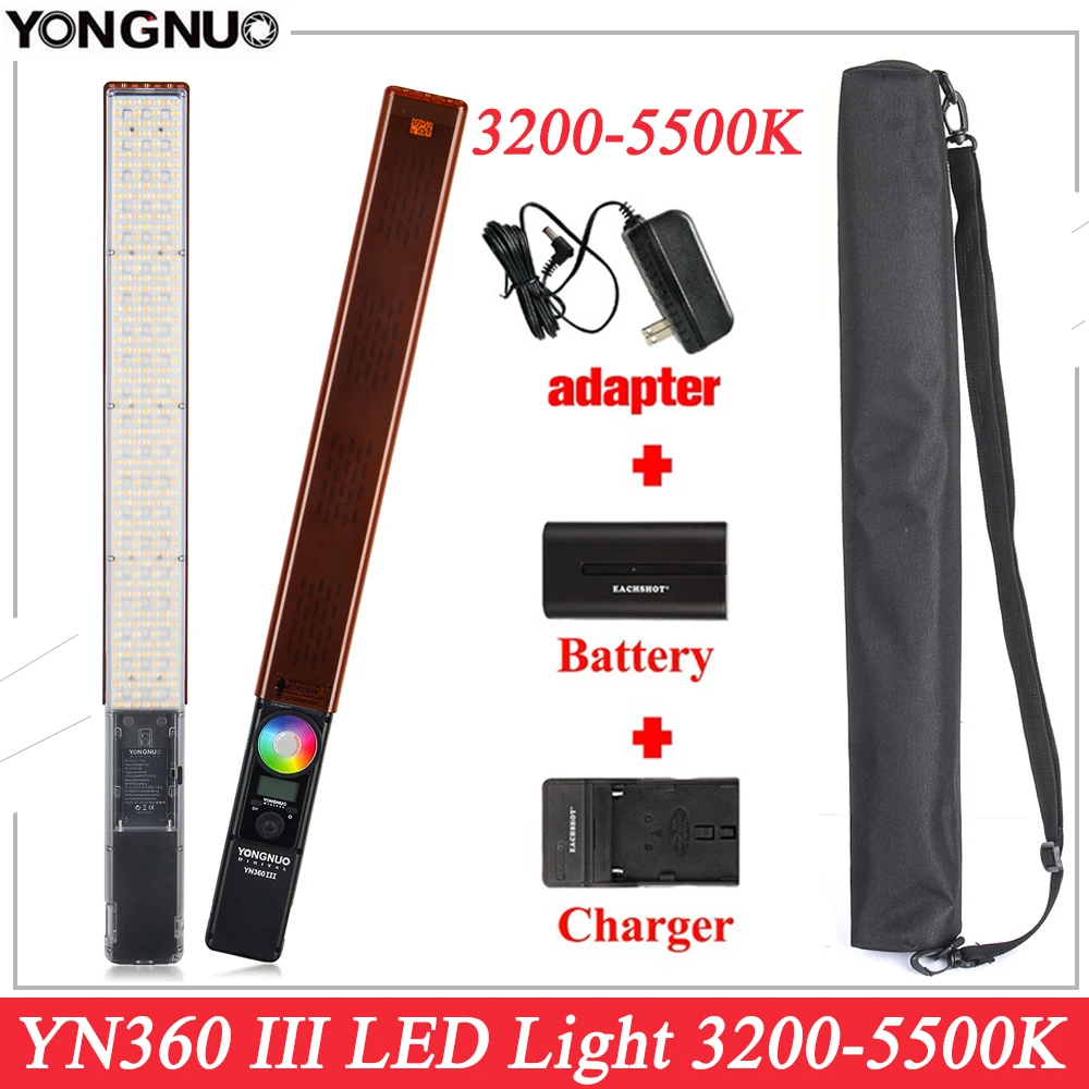 YONGNUO YN360 III Handheld LED Video Light Photography Light 3200k-5500k RGB Color Temperaturel + Optional Battery Kit
YONGNUO YN360 III Handheld LED Video Light Photography Light 3200k-5500k RGB Color Temperaturel + Optional Battery Kit