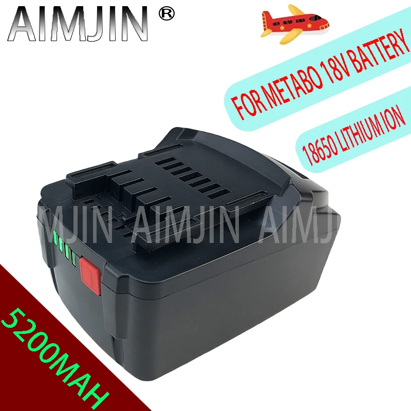 

18V 5.2Ah Battery for Metabo Cordless Power Tool Drill Drivers Wrench Hammers for Metabo 18V Battery 5200mah 625592000 625591000