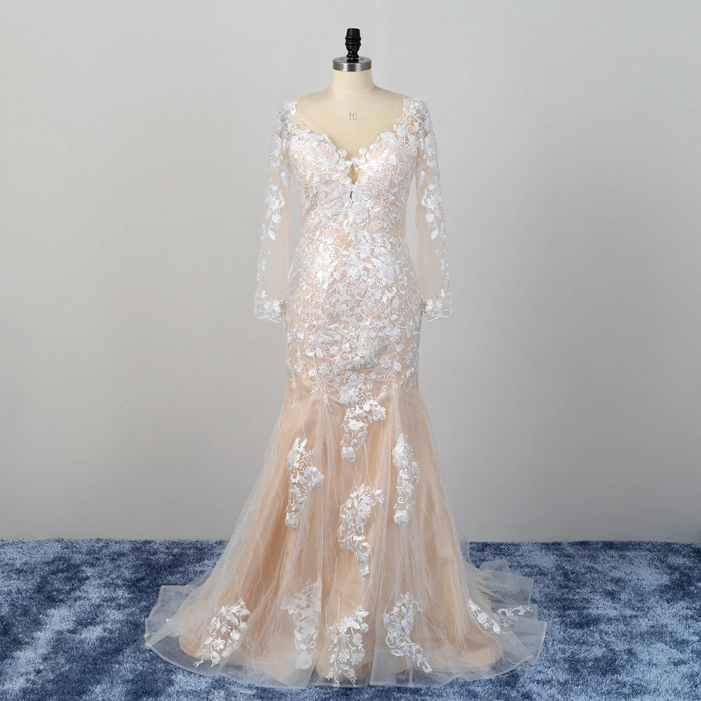 Fashion Mermaid Ivory Wedding Dresses Full Sleeve Applique Floor Length Bridal Gowns Ladies Dress 2022 Summer Robe de mariée
Fashion Mermaid Ivory Wedding Dresses Full Sleeve Applique Floor Length Bridal Gowns Ladies Dress 2022 Summer Robe de mariée