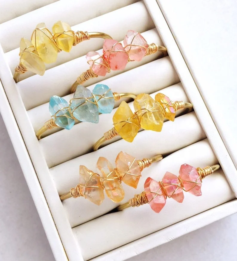 New Trendy Natural Titanium Double Point Crystal Bracelets Bangle Raw Quartz Wire Wrapped Stone Bangle
New Trendy Natural Titanium Double Point Crystal Bracelets Bangle Raw Quartz Wire Wrapped Stone Bangle