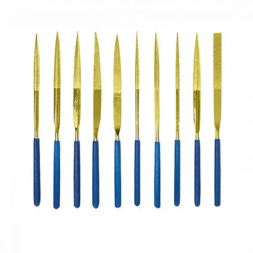 10pcs Titanium Coated Diamond Needle Files 140mm Round Square Cutter, Sharp Flat File Set for Deburring Tile Woodworking Tools
10pcs Titanium Coated Diamond Needle Files 140mm Round Square Cutter, Sharp Flat File Set for Deburring Tile Woodworking Tools
