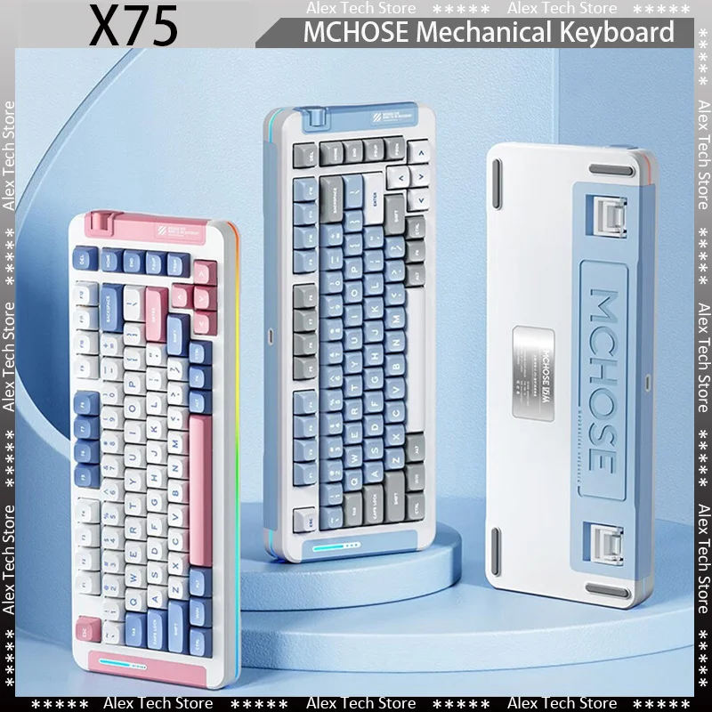Новая Механическая клавиатура mchoose X75, Беспроводная Bluetooth клавиатура 2,4 ГГц, трехрежимная RGB-подсветка, полноклавишная клавиатура с горячей заменой клавиш PBT, клавиатура на заказ
Новая Механическая клавиатура mchoose X75, Беспроводная Bluetooth клавиатура 2,4 ГГц, трехрежимная RGB-подсветка, полноклавишная клавиатура с горячей заменой клавиш PBT, клавиатура на заказ