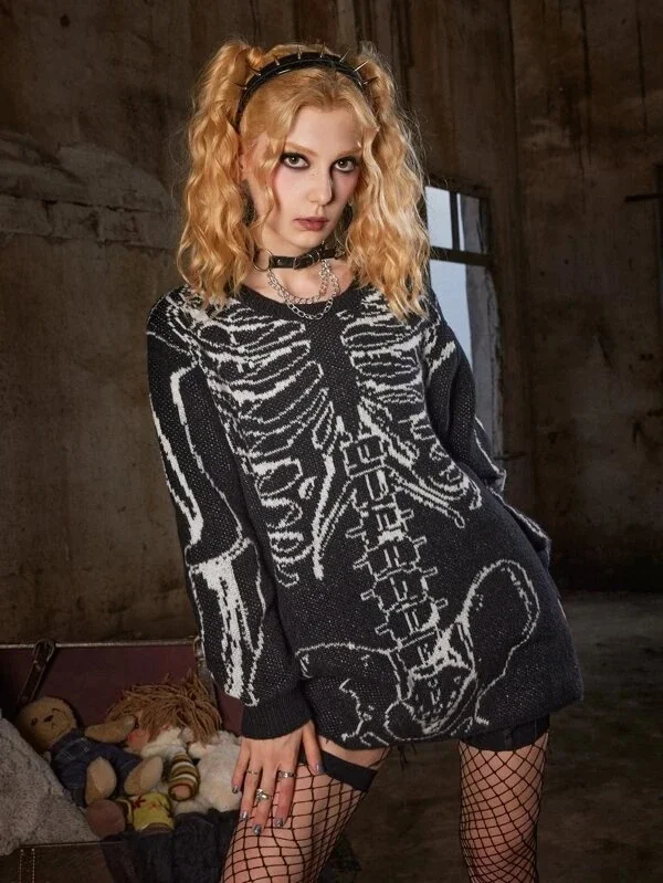 Halloween Skeleton Long Sleeve Mexican Holiday Pattern Sweater Goth Skeleton Pattern Sweater Female Korean 2023 Y2K sweater
Halloween Skeleton Long Sleeve Mexican Holiday Pattern Sweater Goth Skeleton Pattern Sweater Female Korean 2023 Y2K sweater