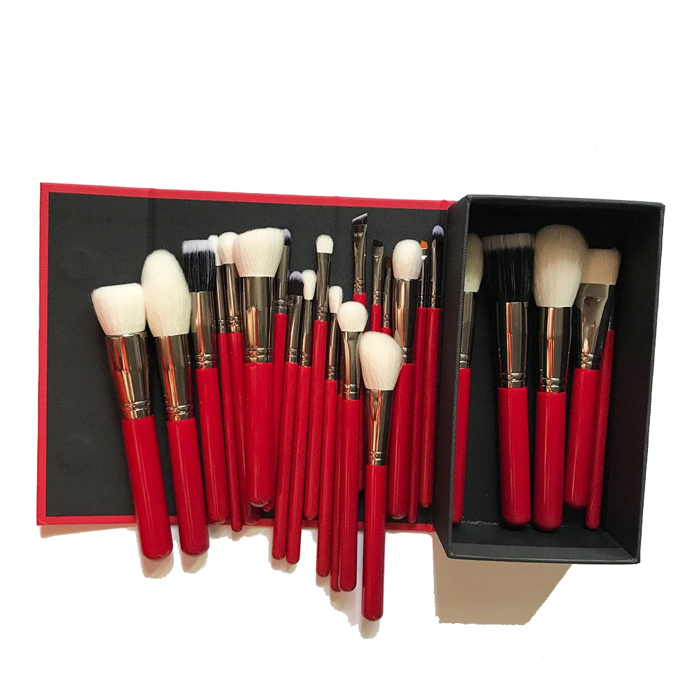 25 pieces red wood handle goat hair makeup brushes set with gift box super eyebrow eyeliner brush angled flat foundation tool
25 pieces red wood handle goat hair makeup brushes set with gift box super eyebrow eyeliner brush angled flat foundation tool