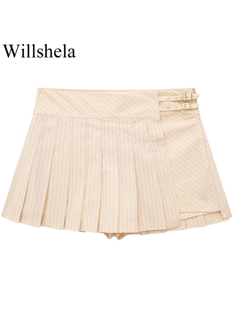Willshela Women Fashion Striped Pleated Side Zipper Mini Skirts Shorts Vintage High Waist Female Chic Lady Shorts
Willshela Women Fashion Striped Pleated Side Zipper Mini Skirts Shorts Vintage High Waist Female Chic Lady Shorts