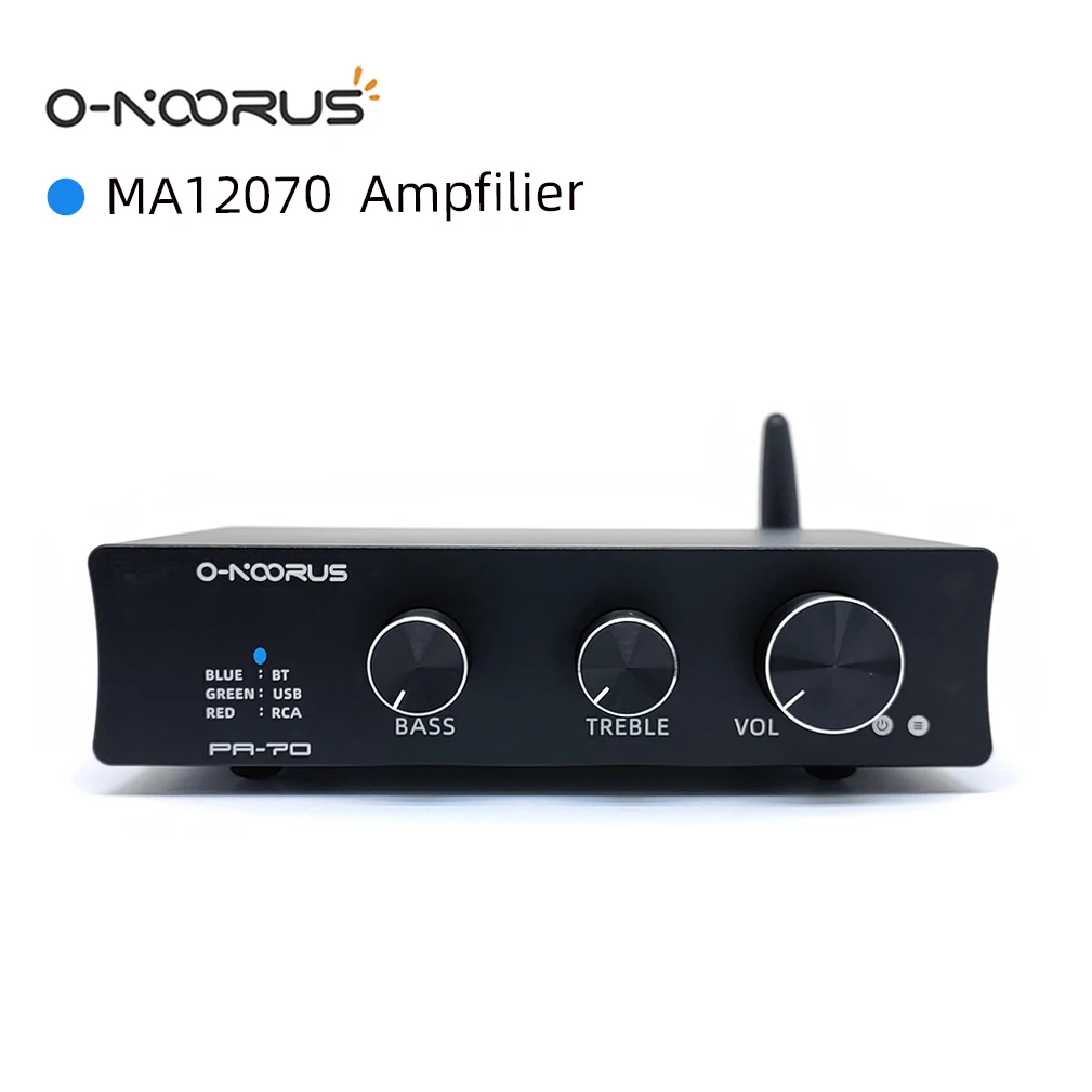 

O-NOORUS Ma12070 80wx2 Hifi Audio Speaker 2.1 Class D Amp Bluetooth 5.0 Home Speakers Receiver with Subwoofer Output Bass Treble