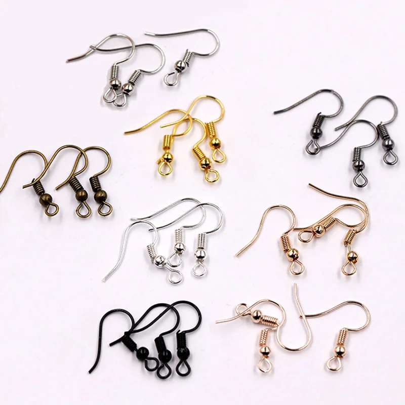 

50pcs 20x17mm Earrings Clasps Hooks DIY Earring Findings For Jewelry Making Earwire Plated Gold/Silver/Bronze/Black Color