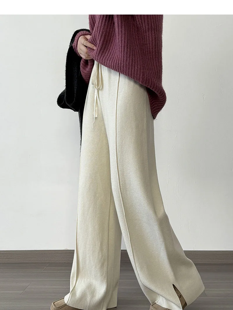 2023 Winter New Women's Casual Pants Korean Version Split High Waist Knitted Loose Drawstring Wide Leg G2382
2023 Winter New Women's Casual Pants Korean Version Split High Waist Knitted Loose Drawstring Wide Leg G2382