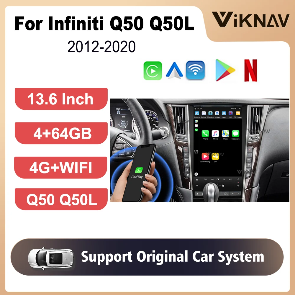 13.6Inch Touch Screen PX6 Carplay Radio For Infiniti Q50 Q50L 2012-2020 Original Car Functions 360 View Navigation GPS 1920*1080
13.6Inch Touch Screen PX6 Carplay Radio For Infiniti Q50 Q50L 2012-2020 Original Car Functions 360 View Navigation GPS 1920*1080