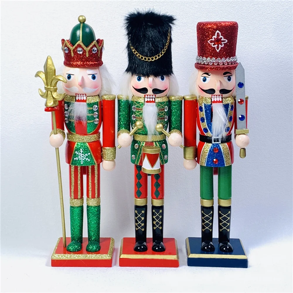 

Wooden Nutcracker Soldier Doll Vintage Handicrafts Puppet Creative Gifts Christmas Party Ornaments Home Desktop Decorations 30cm