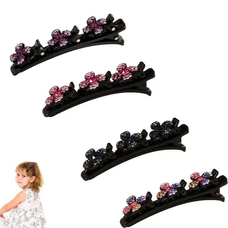 

Barrette With 3 Clips On Top 3 Clip Hair Barrette 3PCS Rhinestone Hair Clips Sparkling Crystal Stone Braided Hair Clip