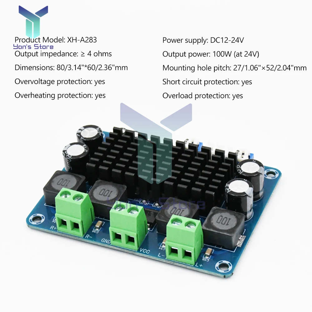 DC 12V 24V High Power Digital Power Amplifier Board TPA3116D2 Audio Amplifier Module Class D Double Channel 2*100W
DC 12V 24V High Power Digital Power Amplifier Board TPA3116D2 Audio Amplifier Module Class D Double Channel 2*100W