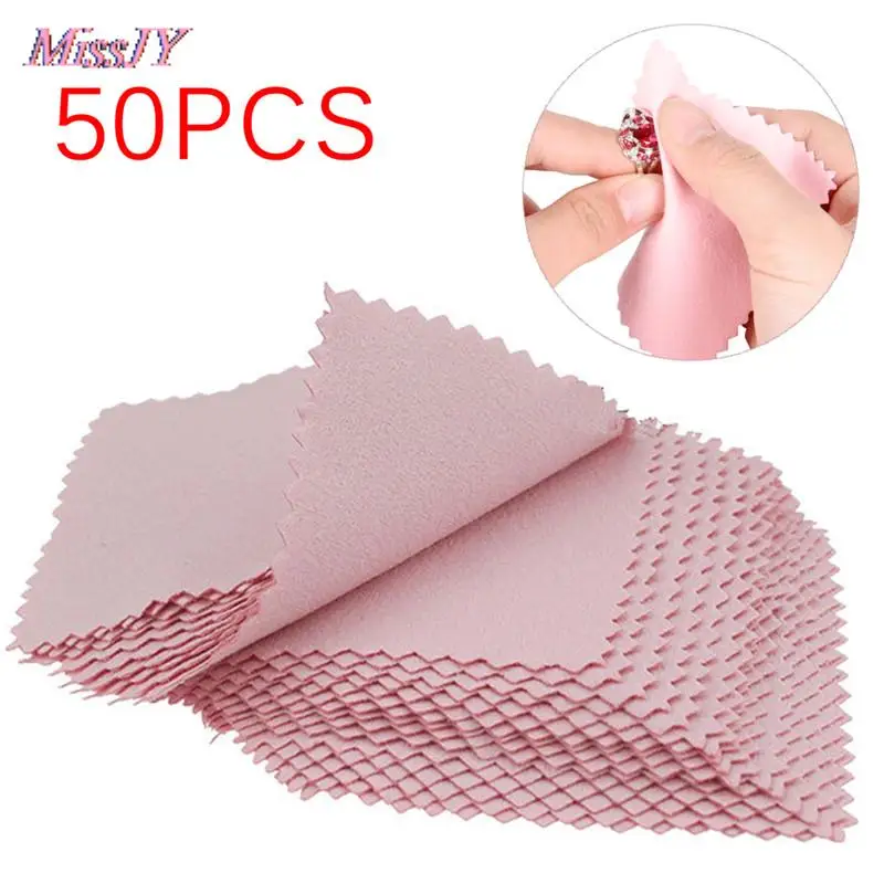 

50 Pcs/Bag Clean Cleaning Cloth Polishing Cloth for Sterling Silver Gold Platinum Jewelry Anti Tarnish 8cm*8cm