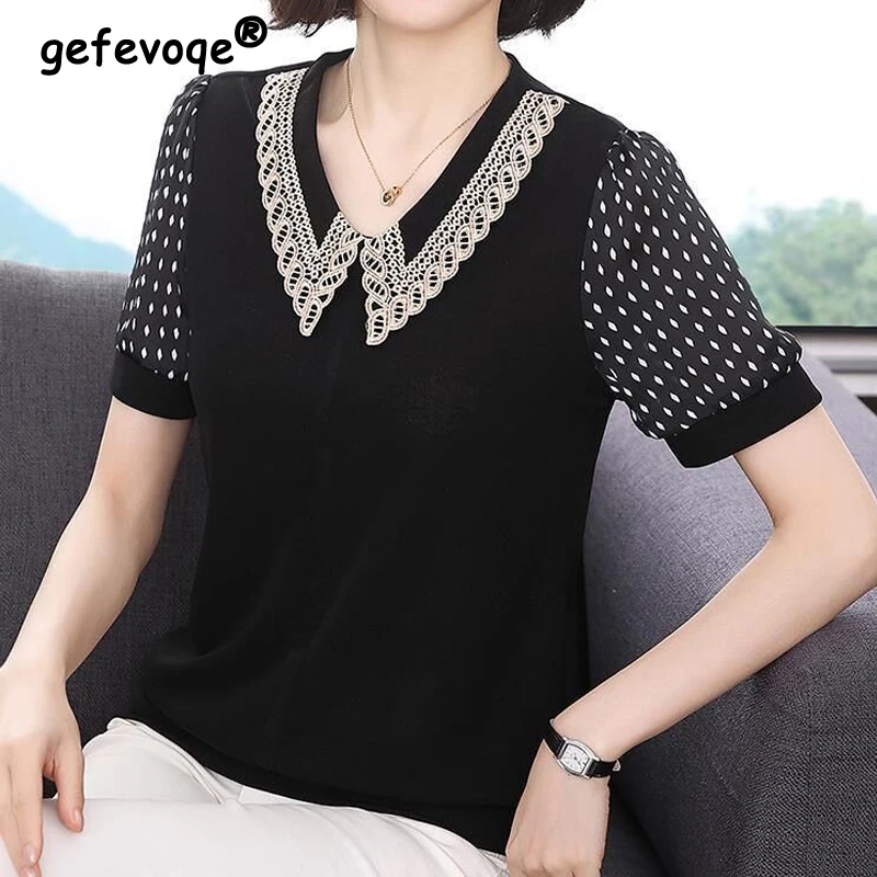 Fashion Office Lady Chiffon Dots Patchwork Shirt Women's Clothing 2022 Casual Loose Commuter Short Sleeve Blouse Pullover Female
Fashion Office Lady Chiffon Dots Patchwork Shirt Women's Clothing 2022 Casual Loose Commuter Short Sleeve Blouse Pullover Female