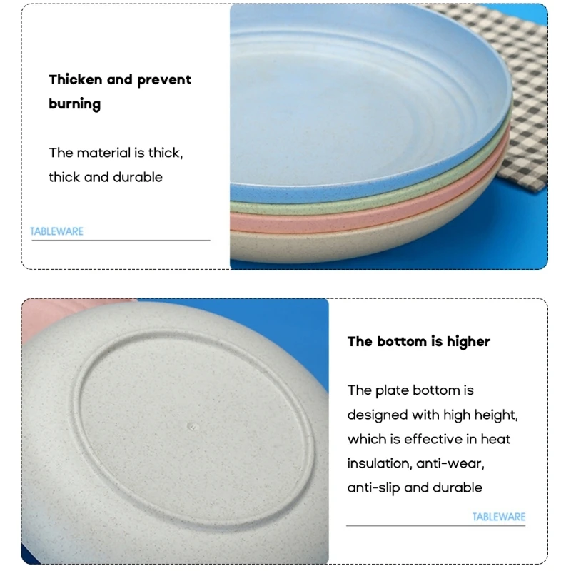 4 Pcs Reusable Wheat Straw Plates Round Dishes Unbreakable Dinner Plates for Kid Toddlers Adults Dishwasher Safe DropShipping 
4 Pcs Reusable Wheat Straw Plates Round Dishes Unbreakable Dinner Plates for Kid Toddlers Adults Dishwasher Safe DropShipping