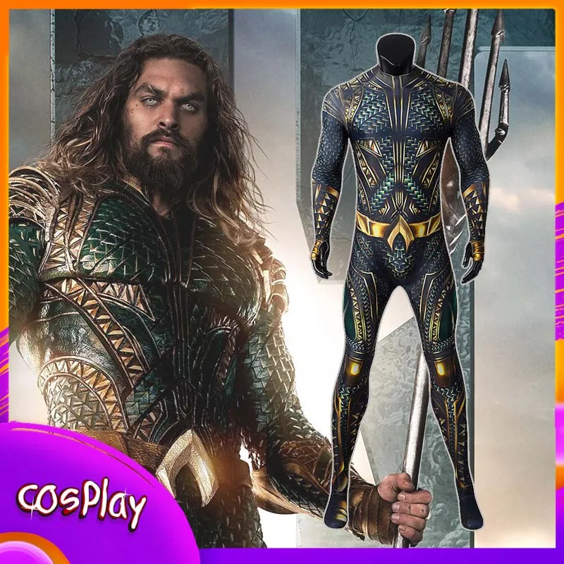 

Aquaman Cosplay Costume Arthur Curry Superhero Jumpsuit Comic-con Carnival Masquerade Party Props Bodysuit Halloween Gift Adult