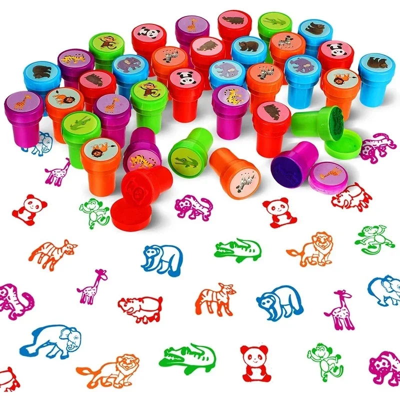 

10pcs DIY Children cute seal animals Montessori early educational cognitive stamps kindergarten rewards Assorted Stamps for kids