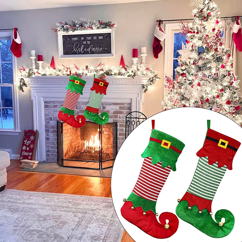 

1 шт., мешочек для конфет, Рождественский Подарочный пакет, новогодние носки, Рождественский мешок для носков, рождественский подарок, мешочек для конфет, Рождественское украшение для дома